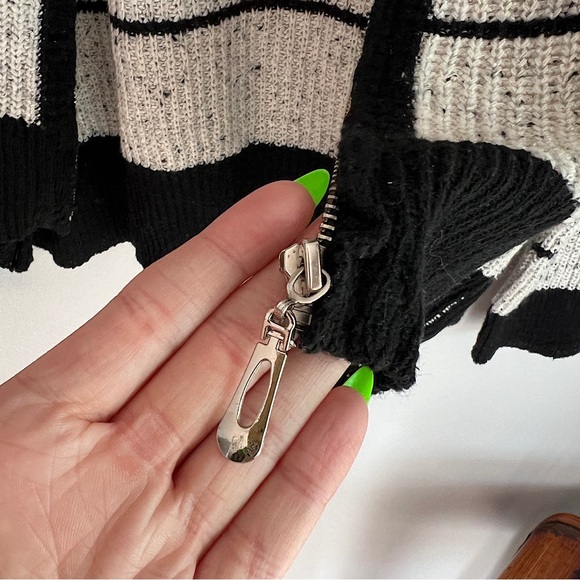 Hem & Thread Striped Hooded Zip Sweater - Picture 3 of 4